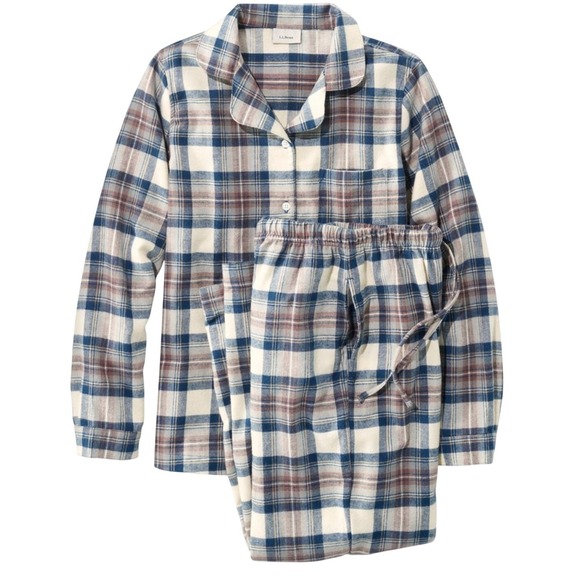L.L. Bean Other - L.L.Bean Womens Flannel Pajama Set Blue Plaid 100% Cotton Small GUC